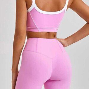 OTOS Athleisure Set Shorts Sport Bra Crop Top High Waist Workout Various Pink